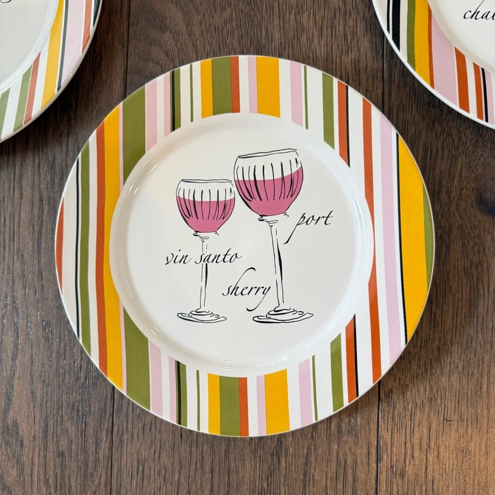 Vintage appetizer/ dessert plates designed with wine set of 4 by Rosanna